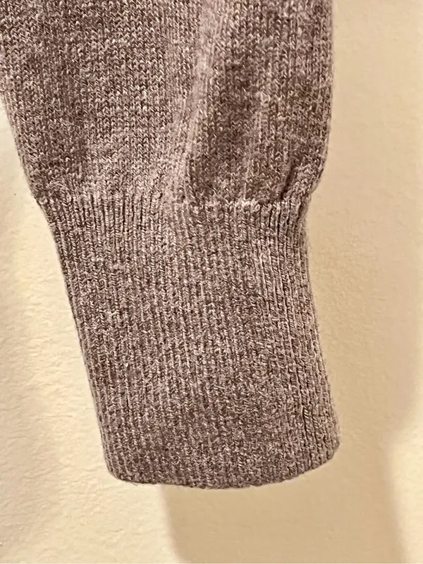 Shore Cotton Cashmere Light Brown Ribbed Mock Neck Knit Sweater - Size Medium - Image 4