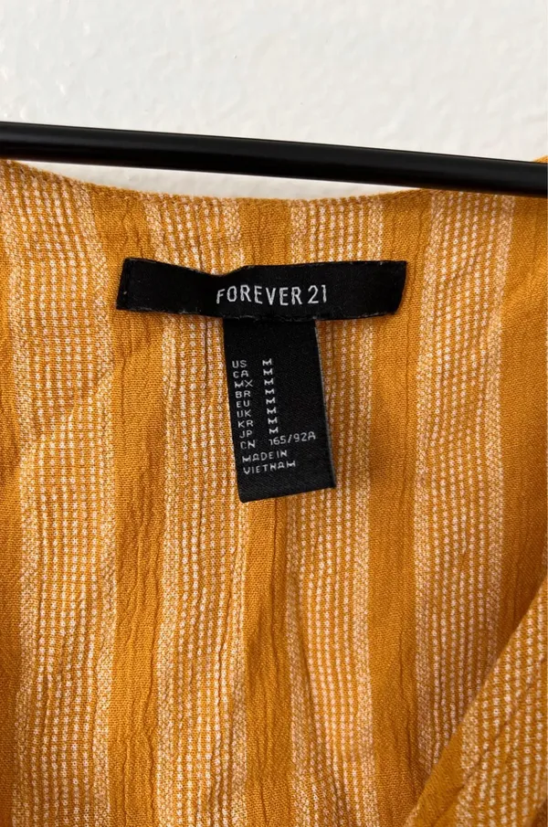 Forever 21 Golden Yellow Stripe Crop Blouse - Image 7