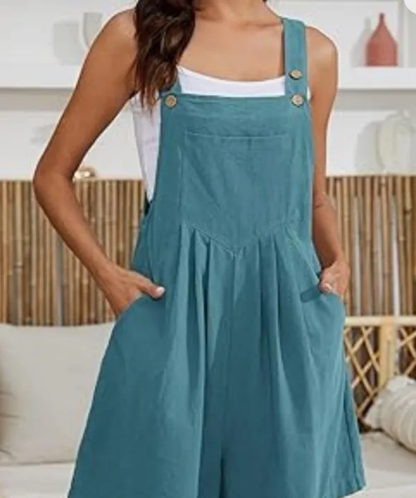 Short overalls Summer Casual Adjustable straps Loose linen short Bib Jumpsuit s - Image 3
