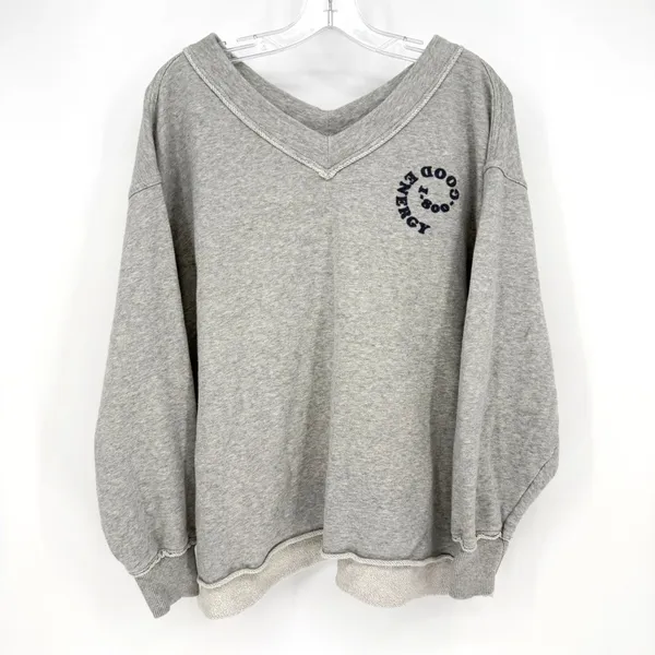 Aerie Good Energy Sweatshirt Womens S Grey Oversized Loungewear Cozycore Comfy - Image 4