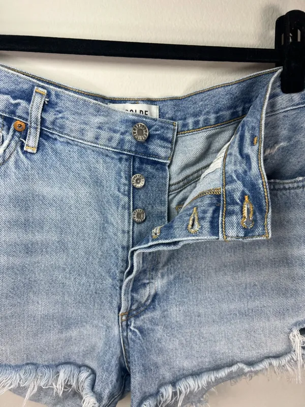 Agolde Parker Vintage Cut-Off Jean Shorts Swapmeet Light Wash Distressed Size 30 - Image 10