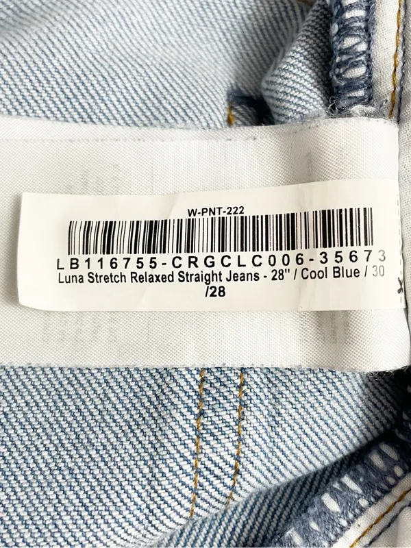 Quince Luna Stretch Relaxed Straight Jeans Sz 30 Cool Blue Mid Rise 28” Inseam - Image 11