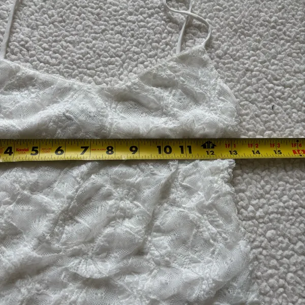 Pull&Bear Pacific Republic White Lace Trim Top Medium Coquette Clean girl Y2K - Image 7