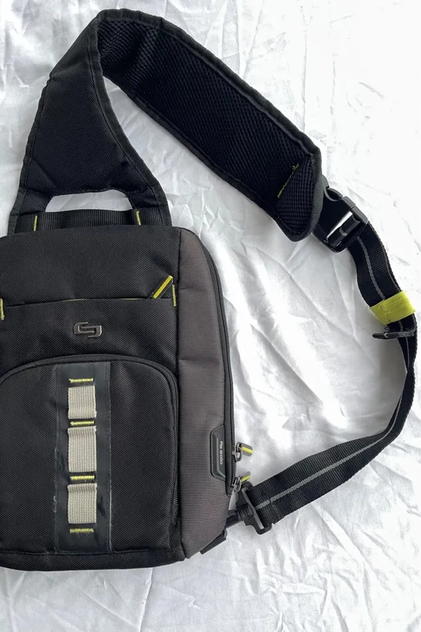 Solo Black Sling Backpack Crossbody Bag, Zip Closure, Adjustable Strap Pockets - Image 3