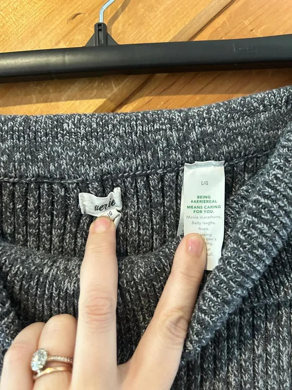 Aerie ribbed Late Night fold over flared knit pants in marled gray - Image 5