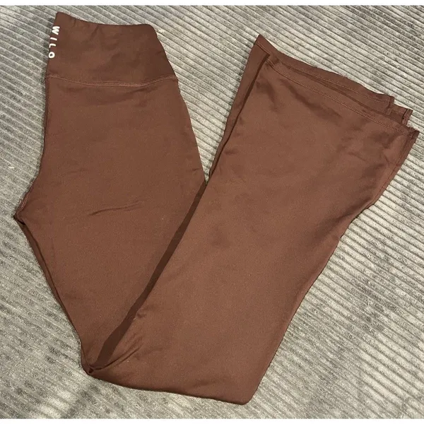 Wilo Size S Stretch Flare Leg Leggings Brown Casual Pull On Pants - Image 2