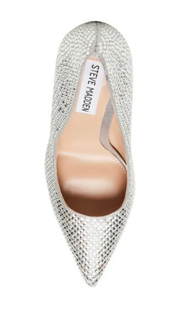Steve Madden Silver Vivie Rhinestones Heels Pumps - Image 4