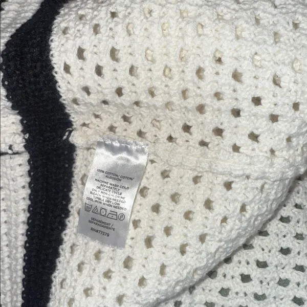 NWT Ann Taylor Factory Black and White Open Knit Cardigan White Black XL - Image 7