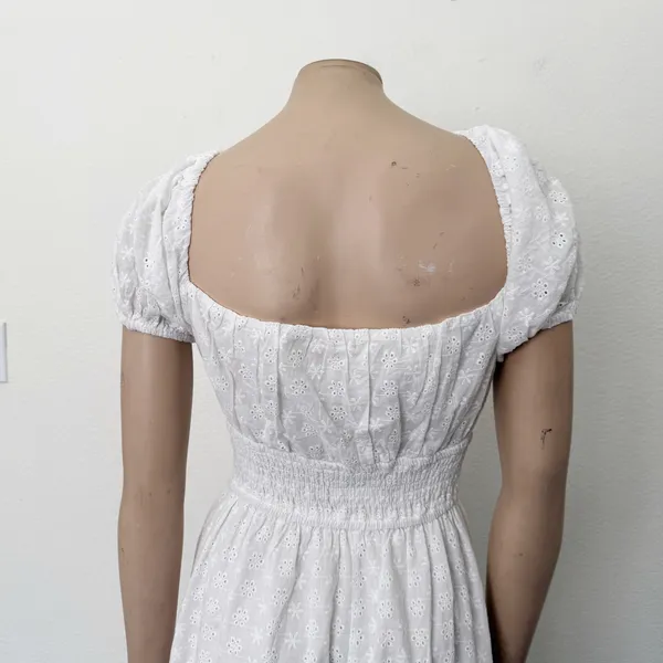 [Billy J] Tania White Eyelet Lace Puff Sleeve Square Neck Midi Dress NWT Size 16 - Image 5