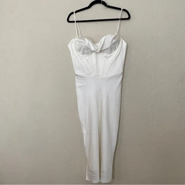 House of CB Myrna Ivory‎ Corset Slip Dress white NWOT Size L - Image 5