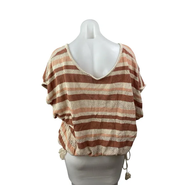Anthropologie Womens Multicolor Striped Knit Side Tie Boho Poncho Sweater Top OS - Image 6
