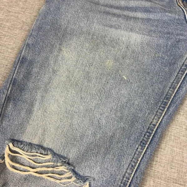 We The Free Jeans Womens 28 Blue Light Wash High Rise Straight Distressed Hem - Image 7