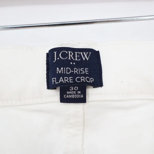 J.Crew Jeans Womens 30 Mid-Rise Flare Crop White Raw Hem Excellent - Image 2