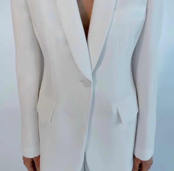 ZARA blazer white waisted tailored tuxado suit jacket - Image 4
