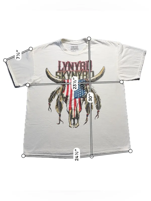 Lynyrd Skynyrd Americana Steer Skull T-Shirt 1X Oversized White Graphic Tee - Image 4