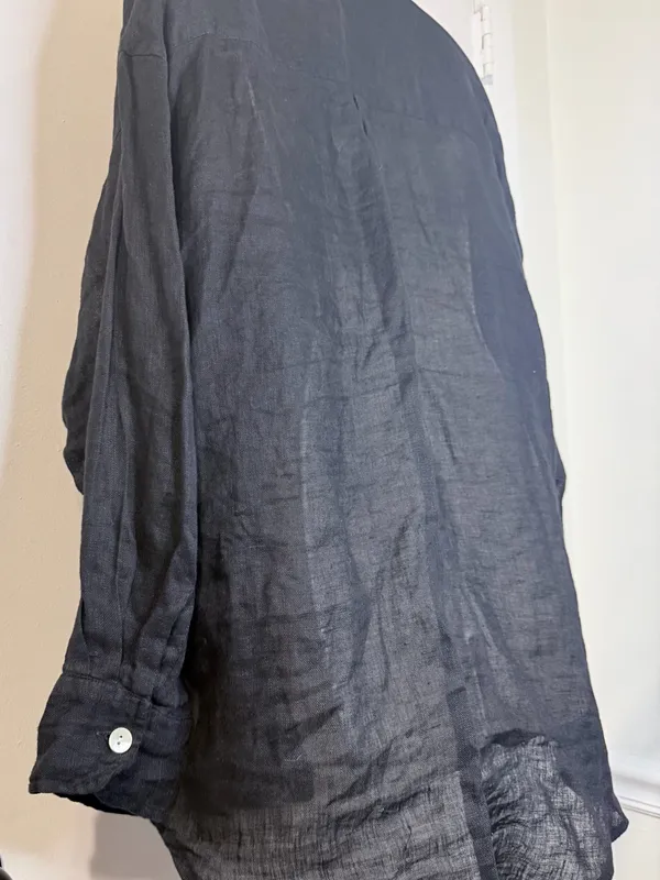 Vitamin A Eco Linen Oversized Collared Long Sleeve Shirt Black Women's Size S - Image 10