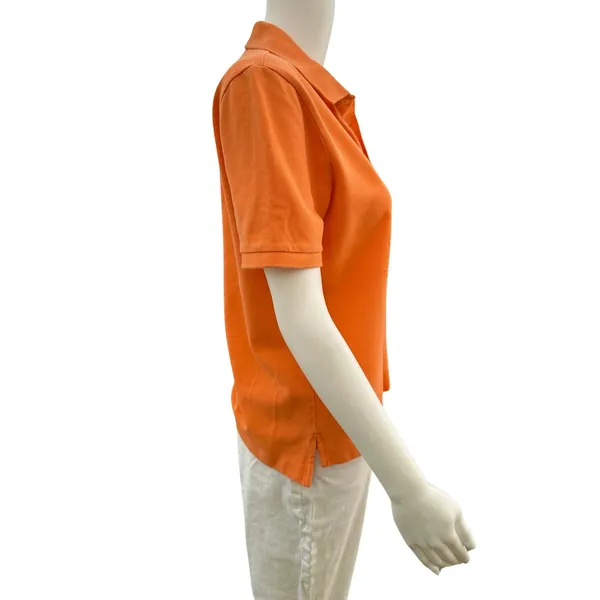 Vintage 90s Ralph Lauren Women’s Orange Polo Shirt Medium - Image 2