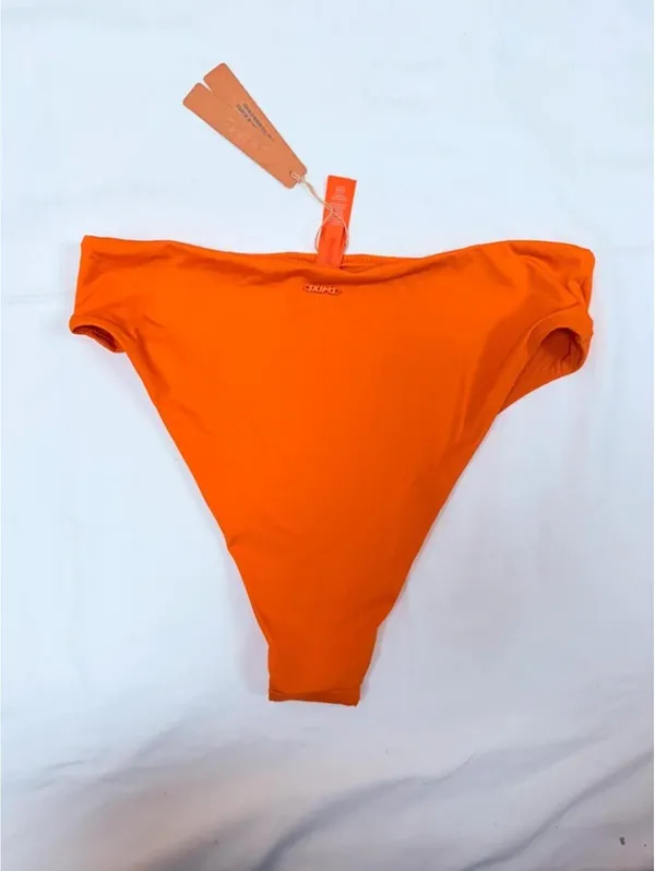 SKIMS Signature Swim Mid Waist Bikini Bottom Tangerine Orange Size M NWT - Image 4