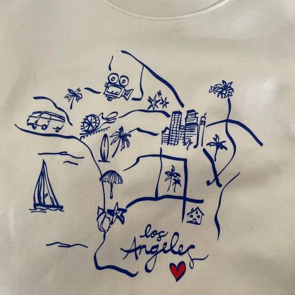 CLEOBELLA Los Angeles California Sweatshirt‎ Pullover Graphic Map Hearts L.A. XL - Image 9
