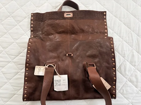 Free People We The Free Shay Brown Leather Studded Tote Bag Boho Western Crossbody SOLD OUT - Image 8