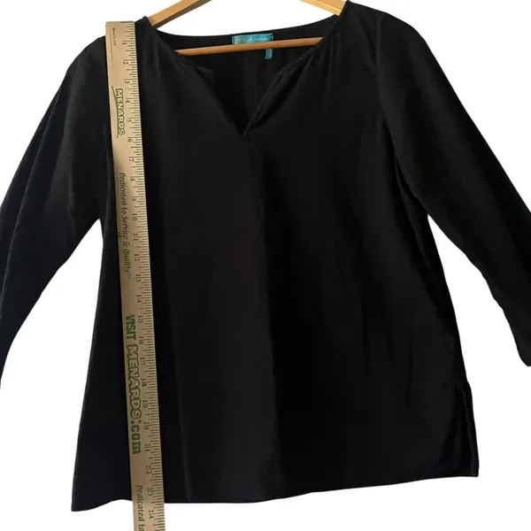 Fresh Produce Black‎ Tunic Top Size S Cotton V Neck Long Sleeve Casual - Image 6