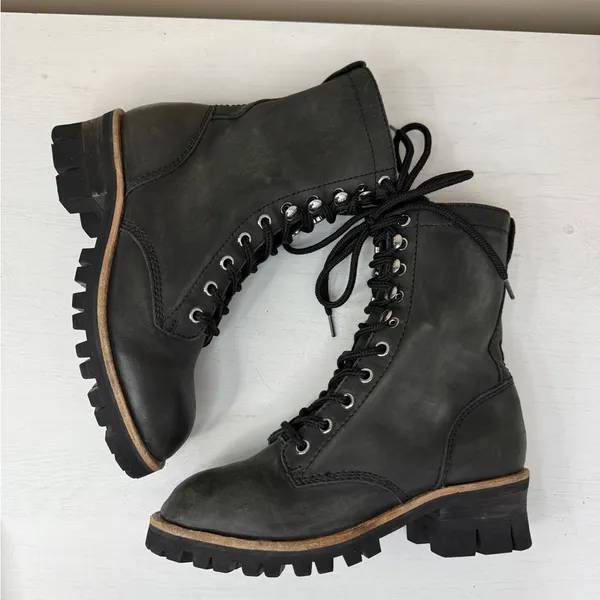 Free People X Jeffrey Campbell Lucca Lace Up Stompy Lugg Sole Boots Sz 6 - Image 10
