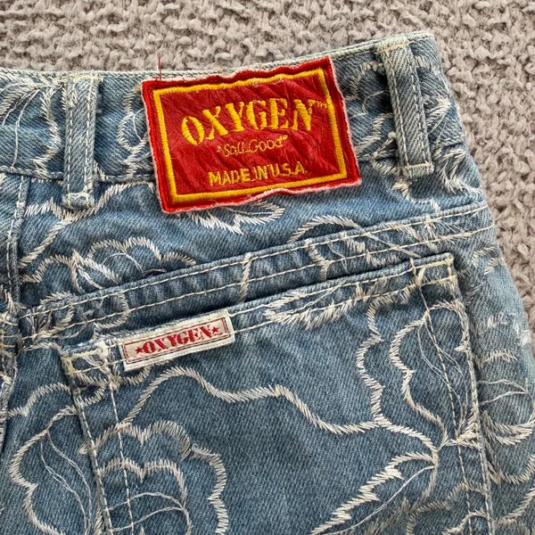 Vintage Oxygen Floral Embroidered Jeans Womens 25 Y2K Blue Denim High Rise USA - Image 6