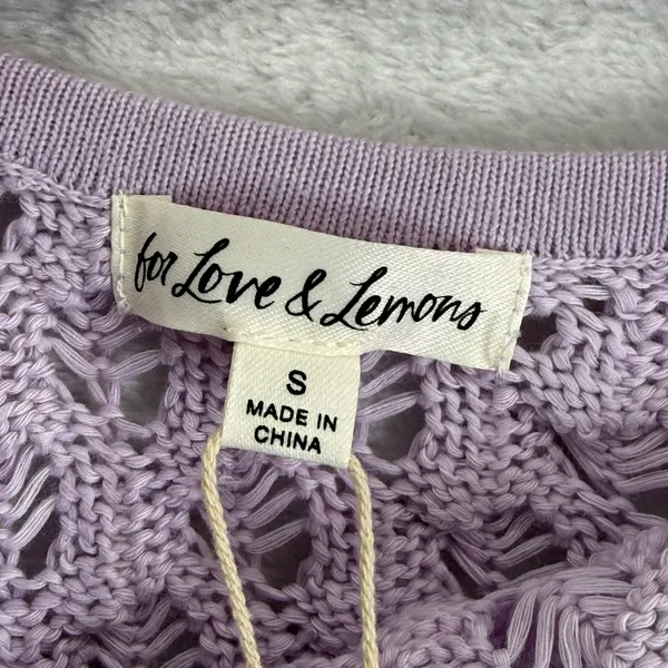 For Love &‎ Lemons Purple One Shoulder Pointelle Knit Mini Dress Small NWT - Image 2