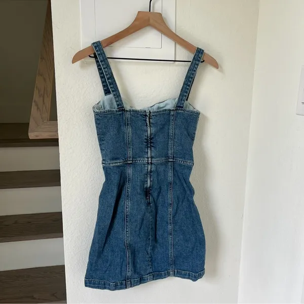 Reformation Nikki Bustier Denim Mini Dress in Blue Jean - Image 5