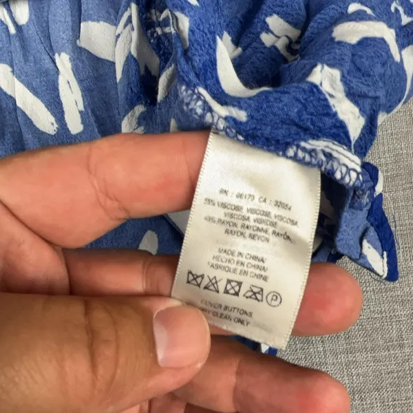 Maeve Anthropologie‎ Dress Womens XS Blue Geometric Henley 3/4 Sleeve - Image 7