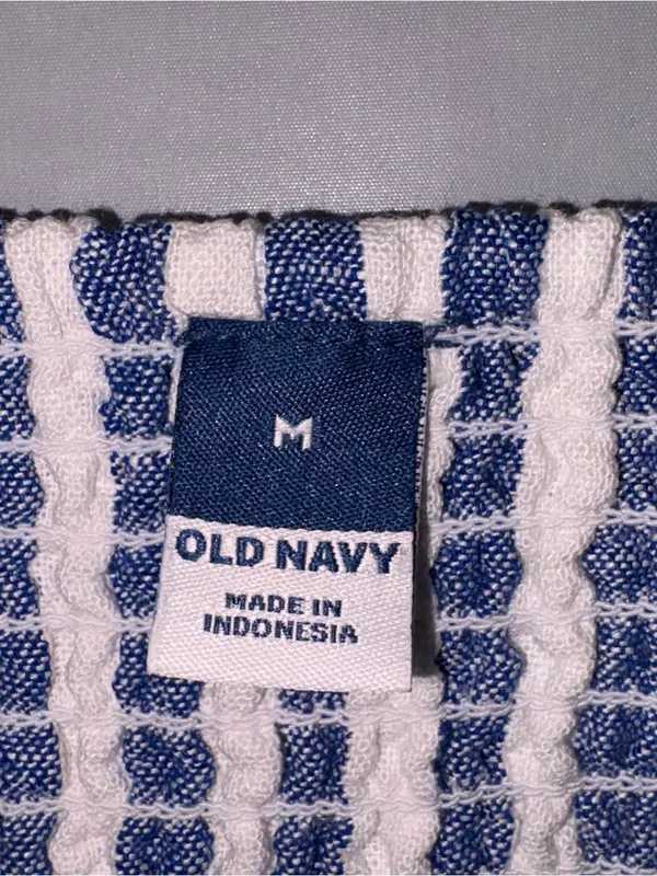Old Navy Striped Maxi Dress‎ Med Blue White Linen Cottagecore Picnic Dorothy - Image 3
