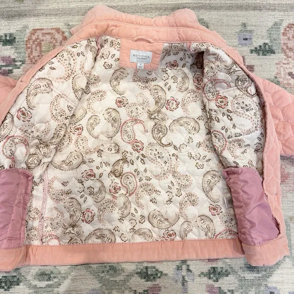 Vtg Y2K Sonoma Womens Pink Quilted Corduroy Bomber Jacket Small Utility 00s - Image 8