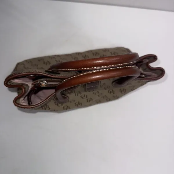 Vintage Dooney & Bourke Y2K Old Money Classic Leather Canvas Satchel Bag‎ Purse - Image 6