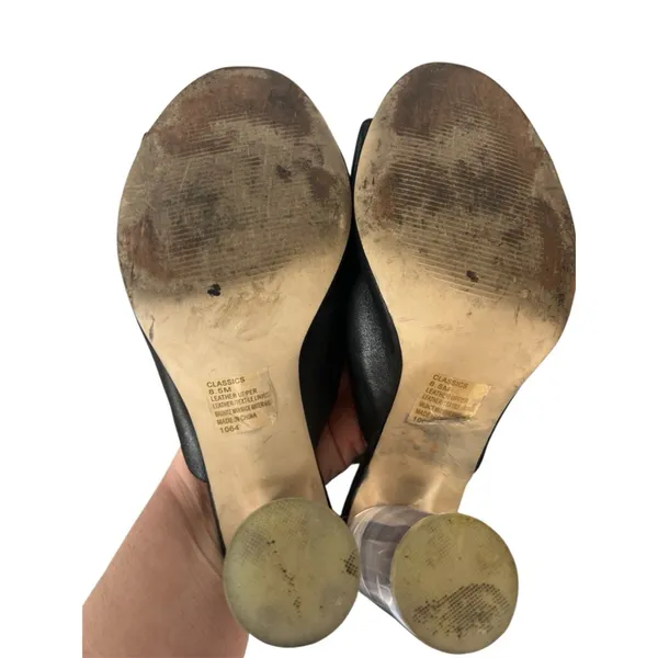 Steve Madden Leather Lucite Clear Heel Mules Size 8.5 - Image 4