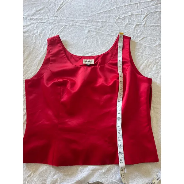 Kasper Red Sleeveless Blouse Women’s Size 18 Plus Tank Top Lined Side Zip - Image 4