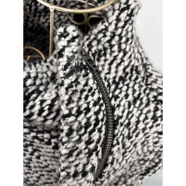 Blank NYC Boucle Knit Motorcycle Moto Jacket Black White Women’s Size XS - Image 9