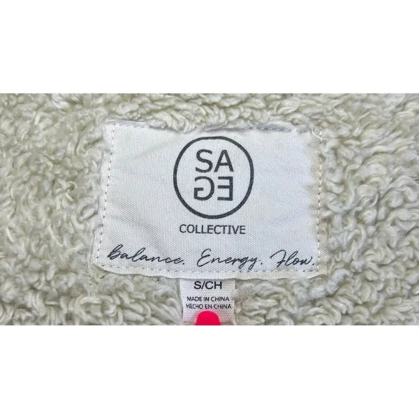 Sage Collective Sherpa Shacket Plaid Jacket Black White‎ Fleece Womens S - Image 5