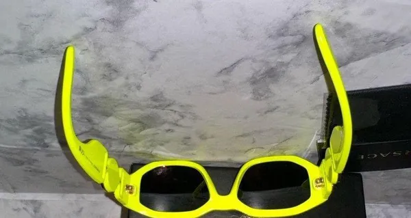 Versace BRAND NEW Authentic Geometric unisex Sunglasses yellow fluorescent frame - Image 4