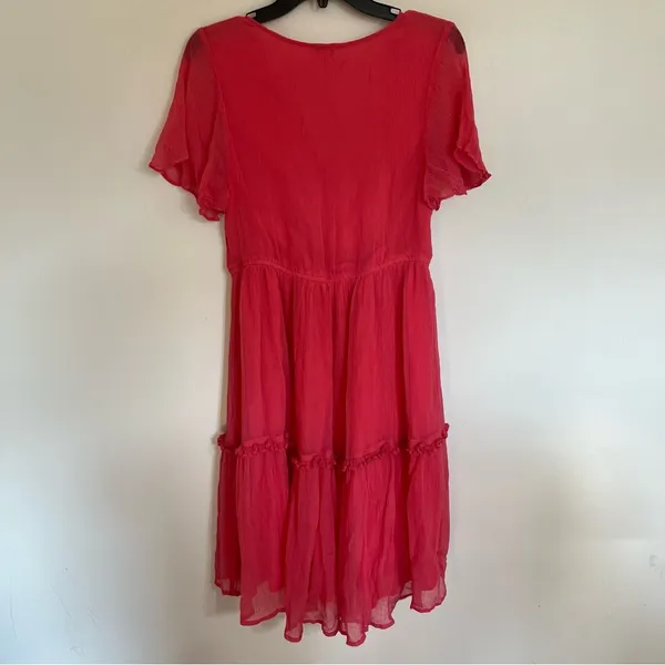 Women’s Sundance Monaco Meetup Sundress Coral Lined Flutter Sleeve‎ Size Small - Image 10