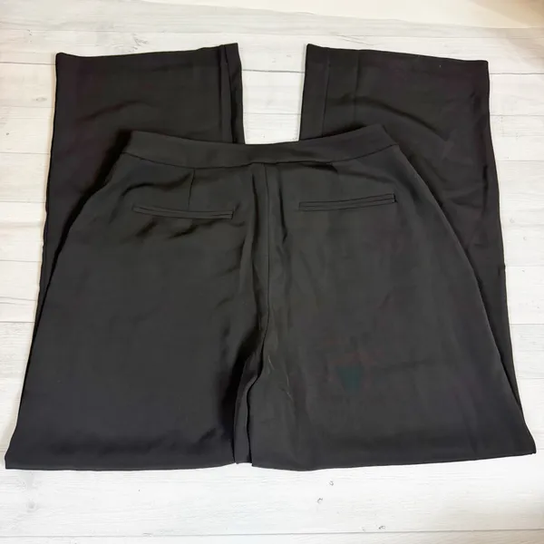 Open Edit Wide Leg Pleated Pants in Black Size 8 - Image 5
