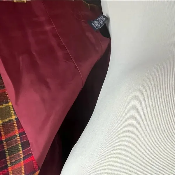 Burberry Red Tartan Plaid Crop Zip Wool Jacket 6 - Image 5