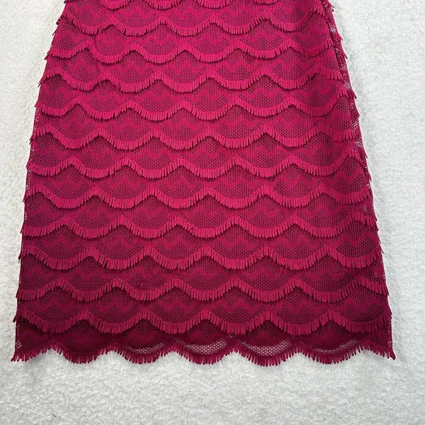 GUESS Fringe Sheath Dress Wine Scalloped Womens Size 4 Sleeveless Short New - Image 4