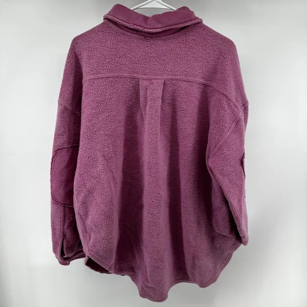 Free People We the Free Ruby Shirt Jacket Shacket Fleece Oversized Button Pink S - Image 6