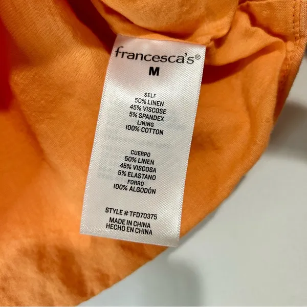 Blue Rain X Francesca’s Women’s Linen Blend Button Detail Mini Skirt Orange Med - Image 4