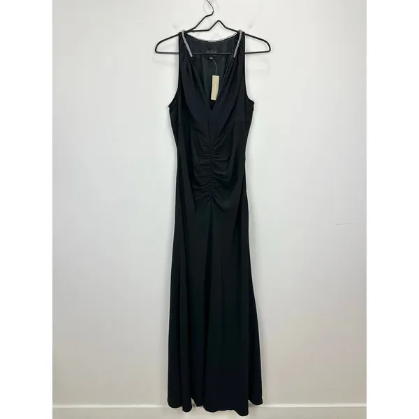 J.Crew Collection Full Length Embellished Ruched Dress Black Formal US 6 NWT - Image 6