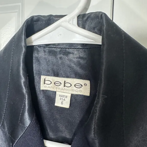 Bebe Vest Womens 6 Blue Wool Double Breasted Quilted Trim‎ Vintage Made in USA - Image 2