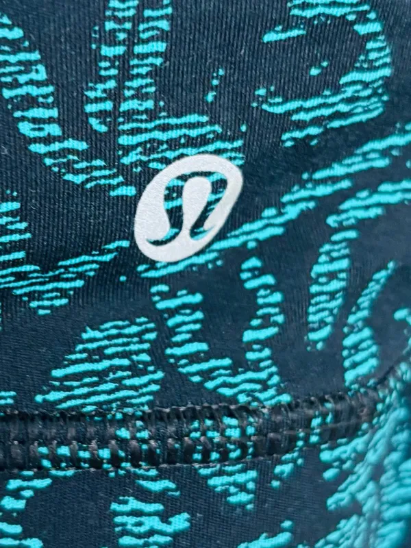 Lululemon Free To Be Strappy Sports Bra Black Teal Floral Abstract Print Size 10 - Image 3