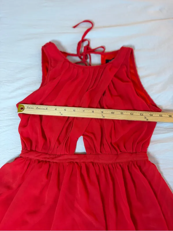 Foreign Exchange Red Chiffon Fit-and-Flare Dress‎ - Image 6