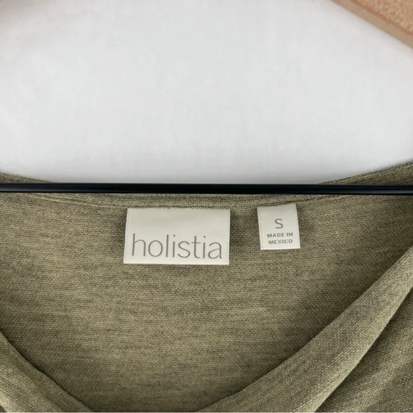 Holistia Olive Green‎ Cowl Neck 3/4 Sleeve Lightweight Soft Modal Tencel Top S - Image 2