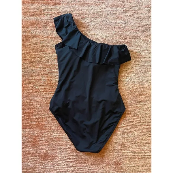 Hilor Black One Shoulder One Piece Swimsuit Women's Great Condition Size S-M - Image 7
